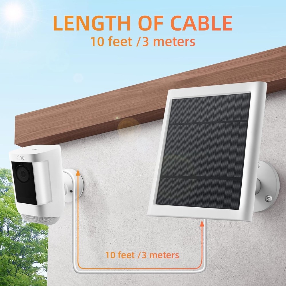 Solar Panel for Ring Camera, 4W Charger Compatible with 1pc, White