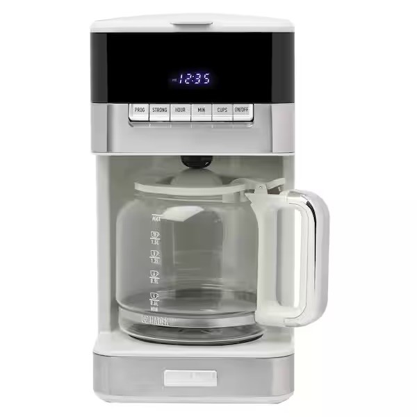 Haden Quintessential 12 Cup Programmable Digital Coffee Maker, Ivory/Chrome