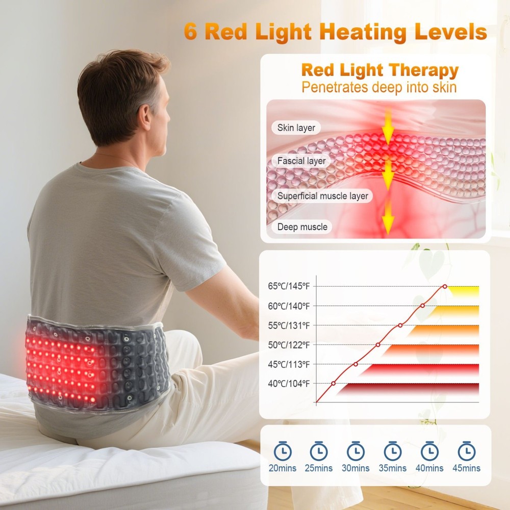 Red Light Heating & Massage Decompression Belt for Lower Back Pain Relief