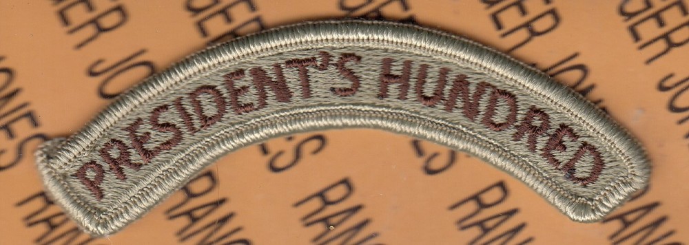 US Army PRESIDENT'S HUNDRED DCU Desert ~4" tab patch m/e