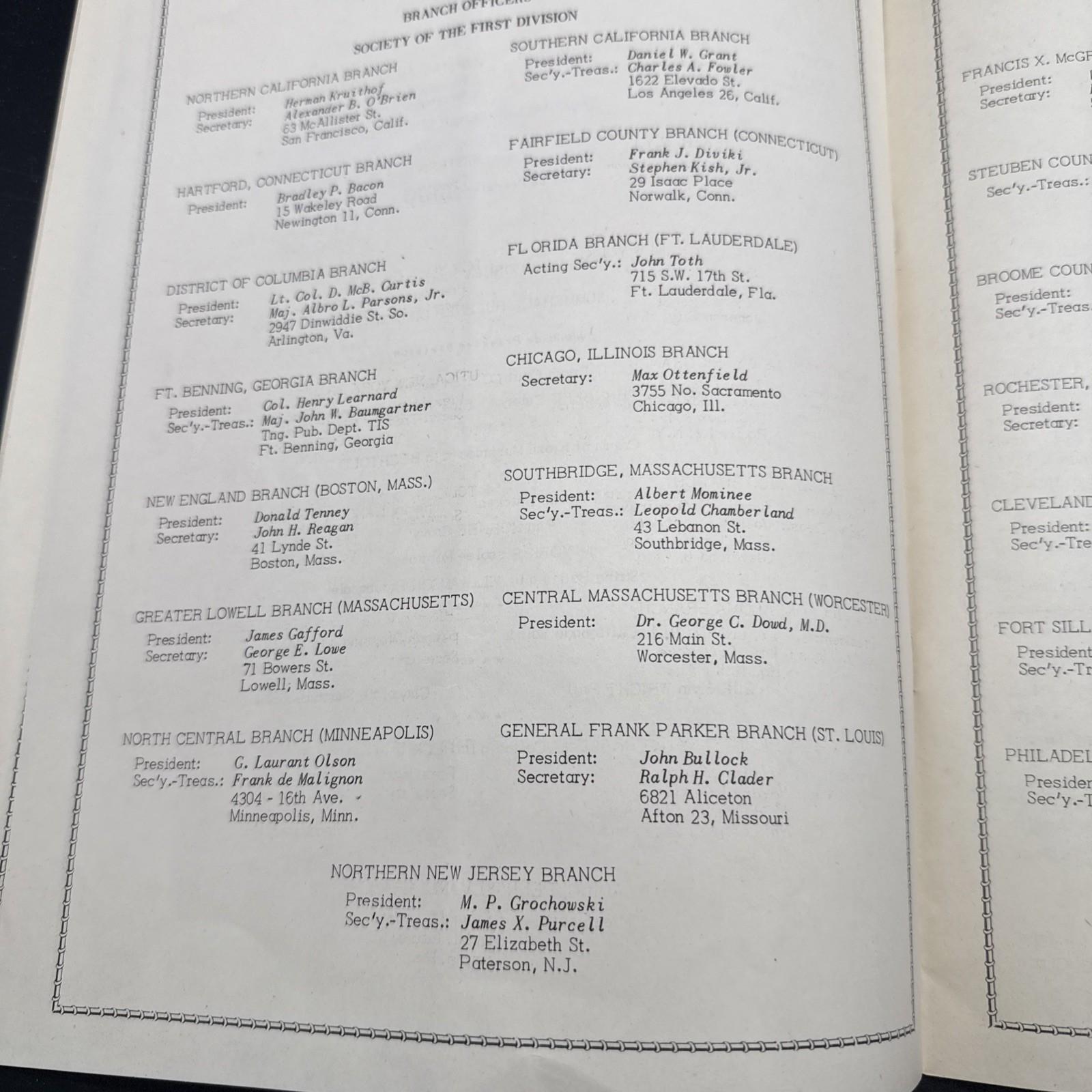 WWI AEF U.S. Army 1st Infantry Division Society 33rd Annual Reunion Big Red One