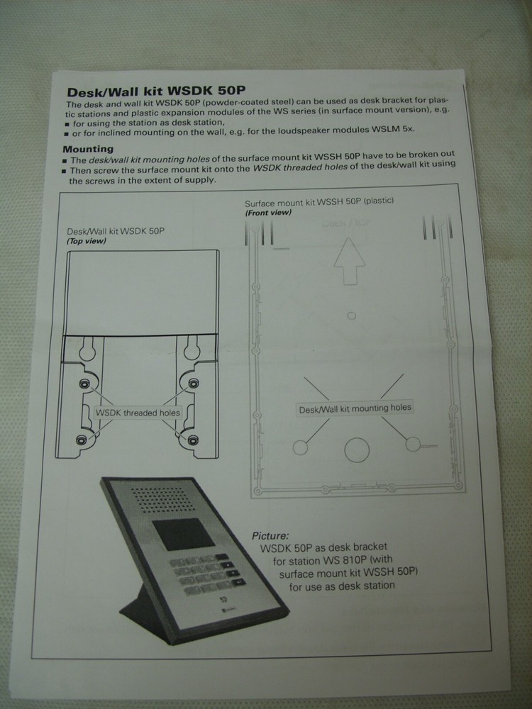 COMMEND - INTERCOM DESKTOP & WALL MOUNT BRACKET KIT - WSDK50P - *NEW OLD STOCK*