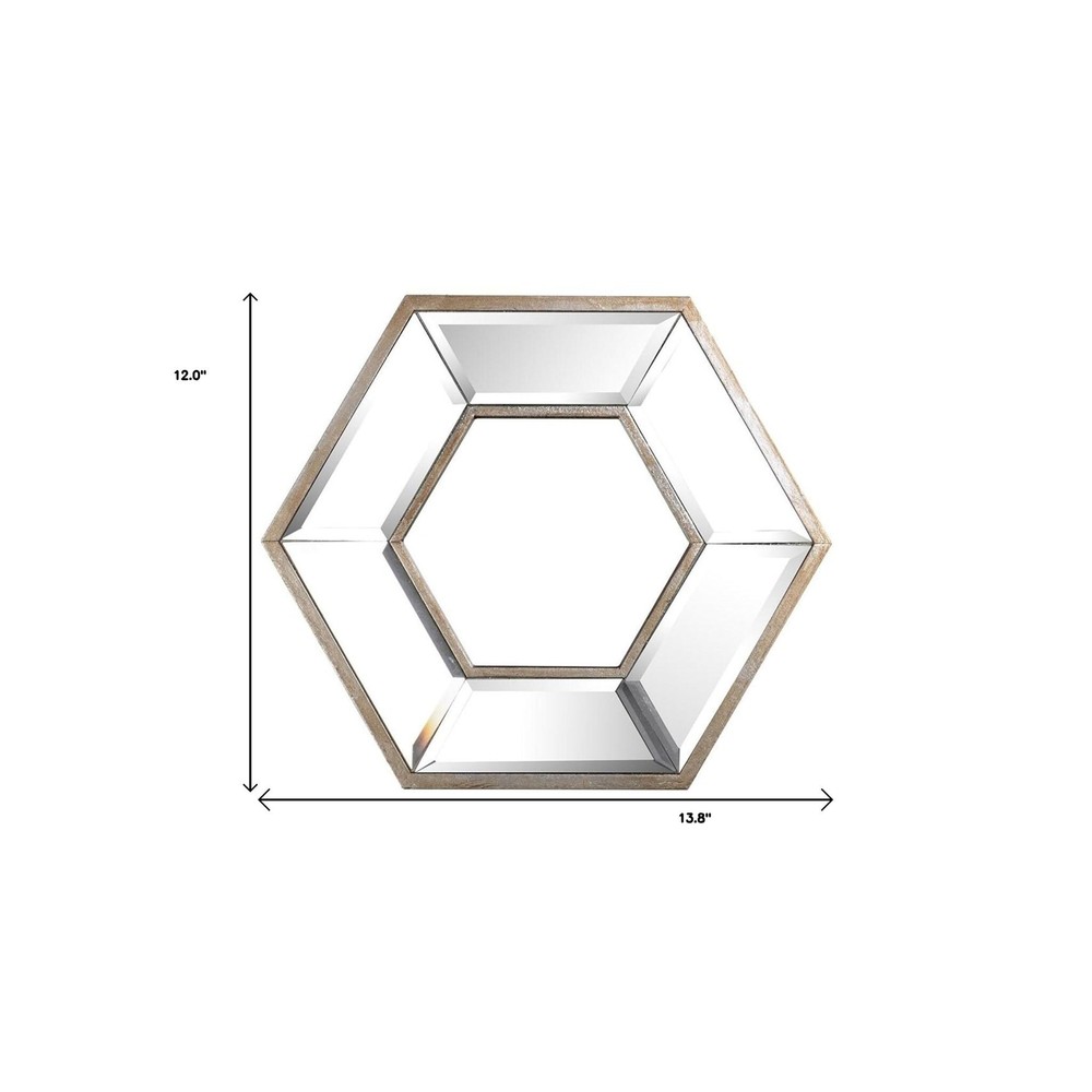 12 Silver Hexagon Wall Mounted Accent Mirror