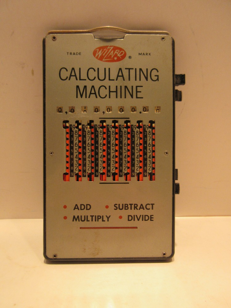 Vintage Wizard Calculations Machine w/ Instructions Add Subtract Multiply Divide