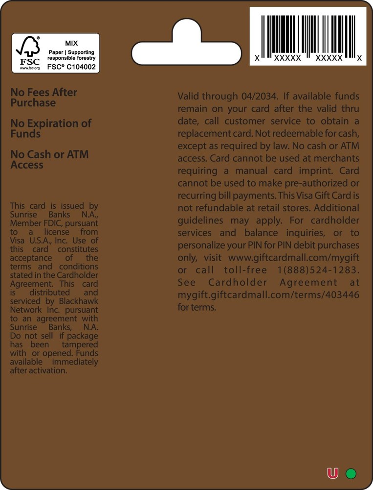 Visa Physical Gift Card $25 (plus $3.95 Purchase Fee)