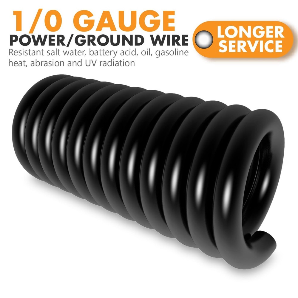1/0 Gauge Black CCA Wire (20ft Single Roll) - Replacement Ground Cable for Ca...