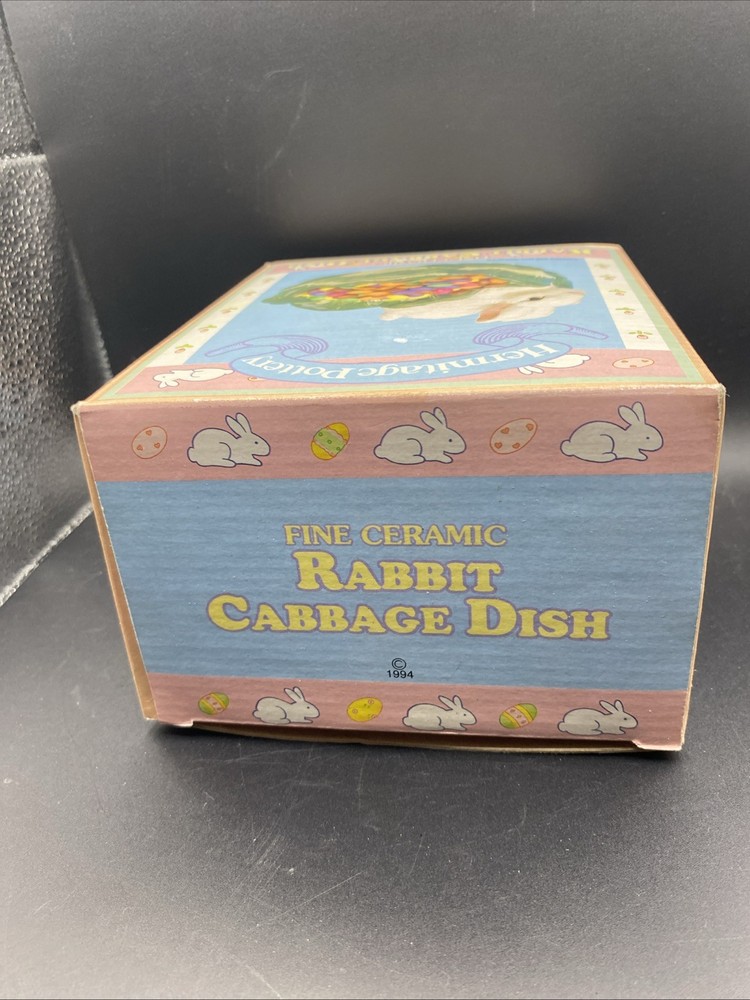 1994 Hermitage Pottery Bunny Cabbage Candy Dish Easter Boxed