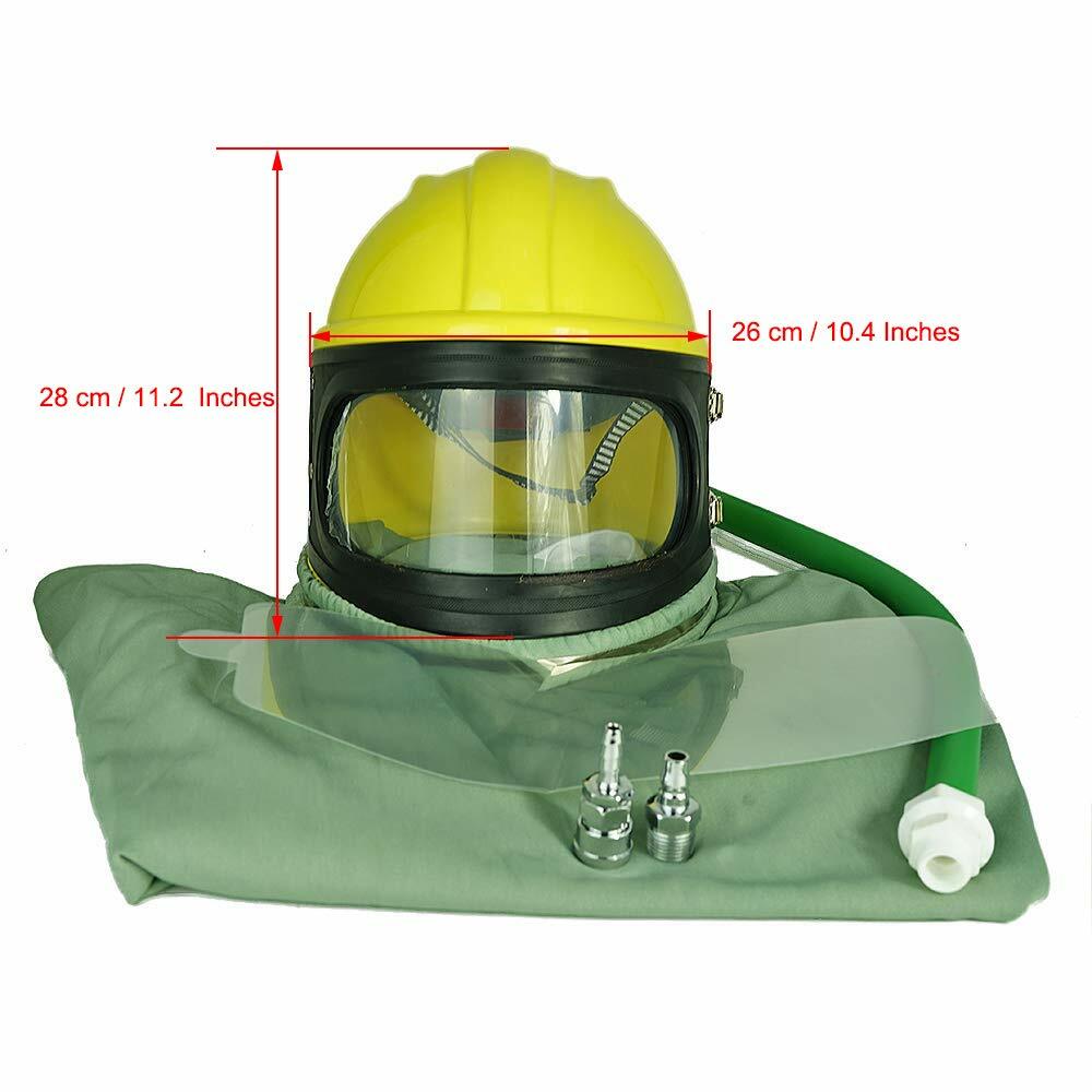 Air Fed Safety Sandblast Helmet Protector Sandblasting Shield 5 PVC Outside Lens