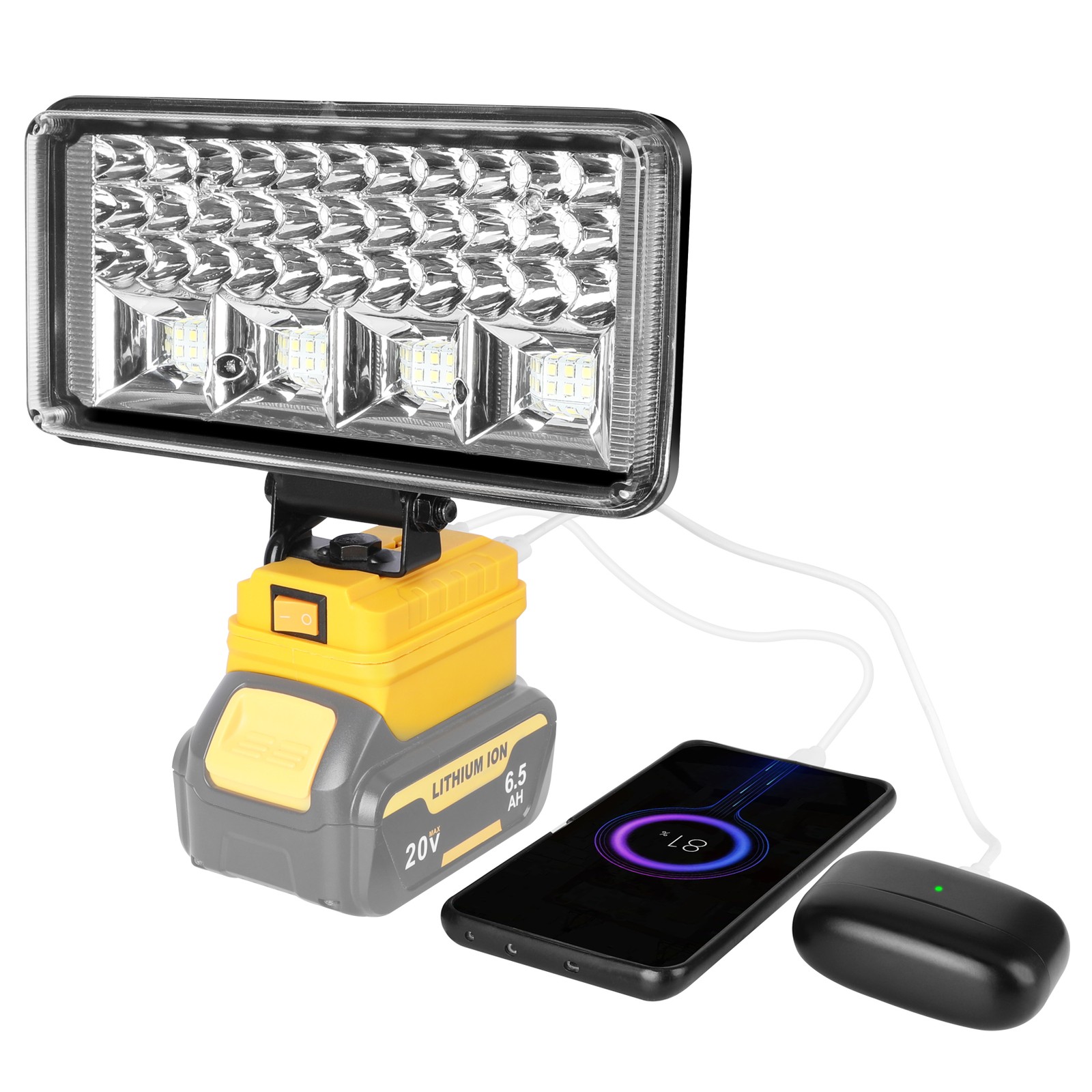 Cordless Led Work Light For Dewalt 20V Battery,Portable Flood Light Flashlight