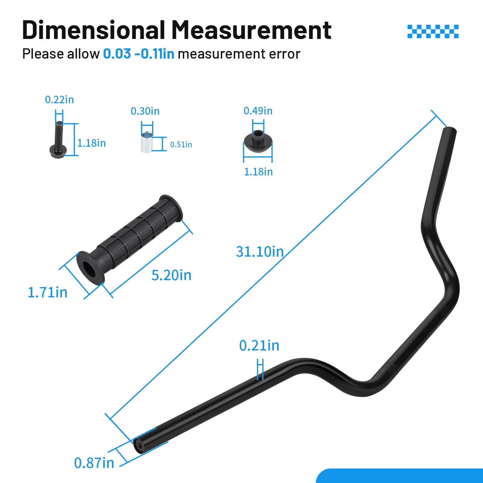 Heavy Duty Handlebar w/ Grips For Honda ATC200X ATC 250R 350X 200X 53100-HA2-770