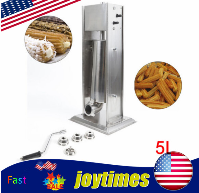 Stainless Steel Manual Churrera Churros Machine Waffle Maker 4 Nozzles Makers 5L