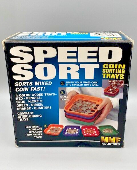 Speed Sort Coin Sorting Trays; 4 color coded interlocking trays; MMF Industries