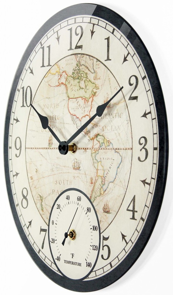 Infinity Instruments Orbis Black All Weather Clock Black Transitional Analog ...