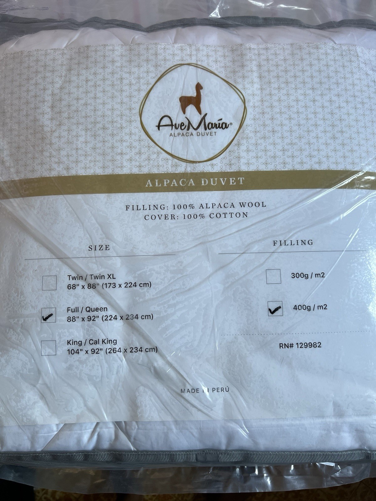 Down Alternative Duvet Comforter 100% Peruvian Alpaca