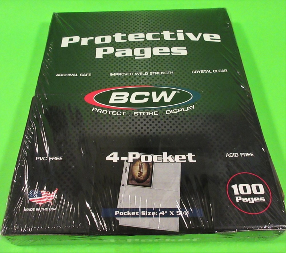 100 BCW PRO 4-POCKET PAGES FOR PHOTOS, POSTCARDS, SMALL COVERS, ARCHIVAL SAFE