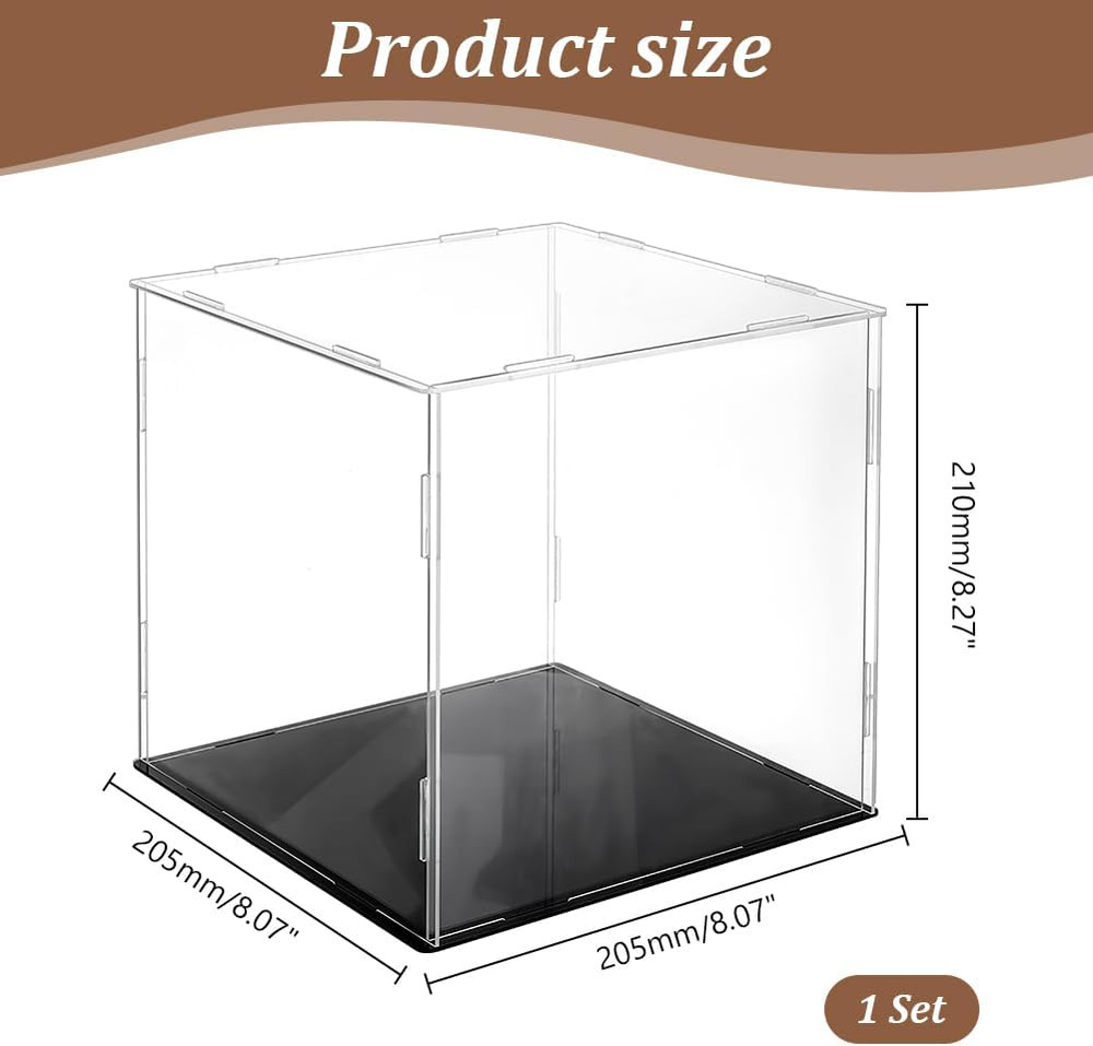 AHANDMAKER Display Case Clear Cube Baseball Holder Hat Box with Black Base Acryl