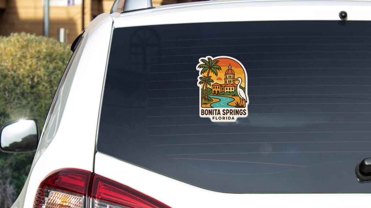 Bonita Springs Florida Sticker Decal Vinyl Die-Cut City Skyline Landmark Design