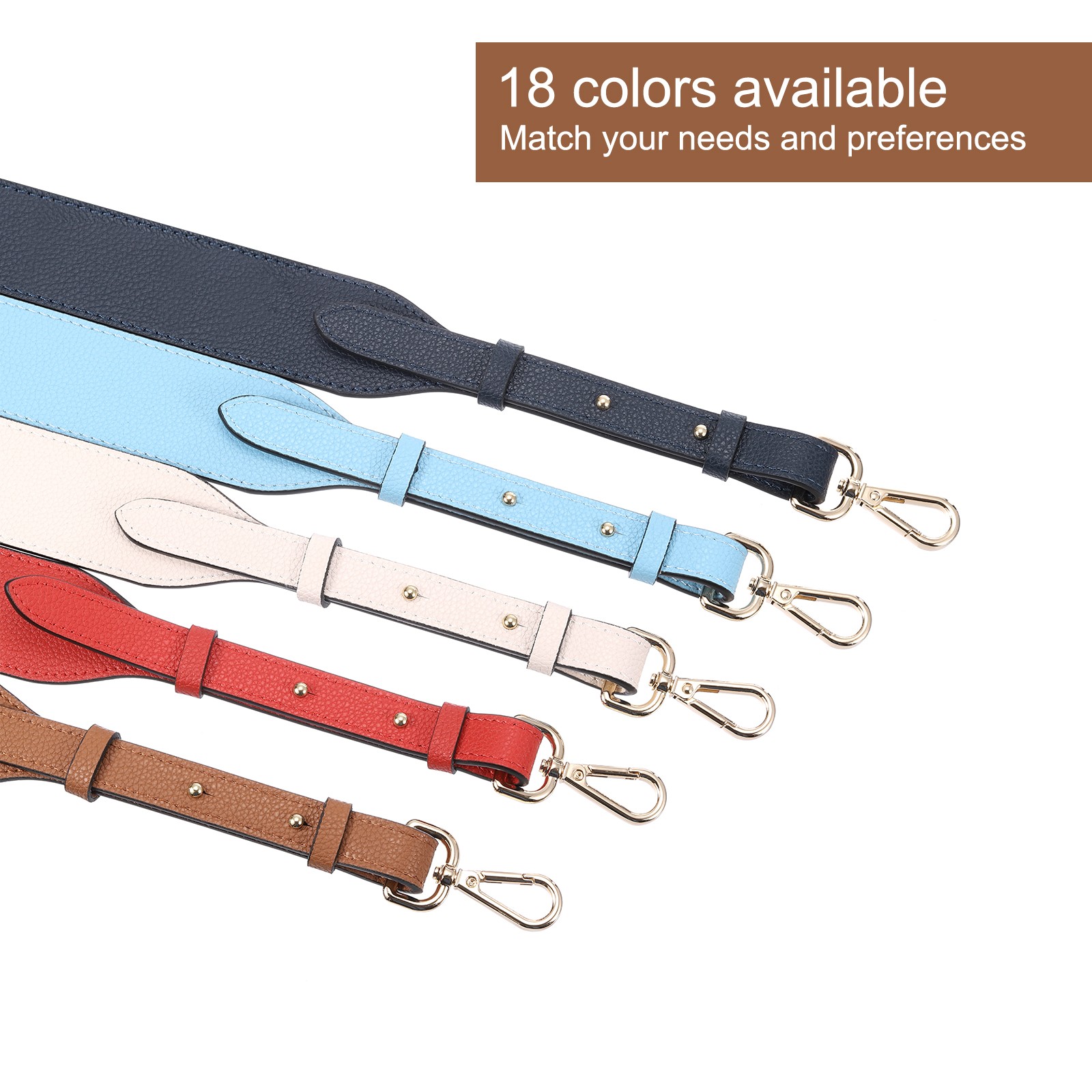 43.3" Adjustable Leather Purse Strap Crossbody Replacement Caramel/Gold