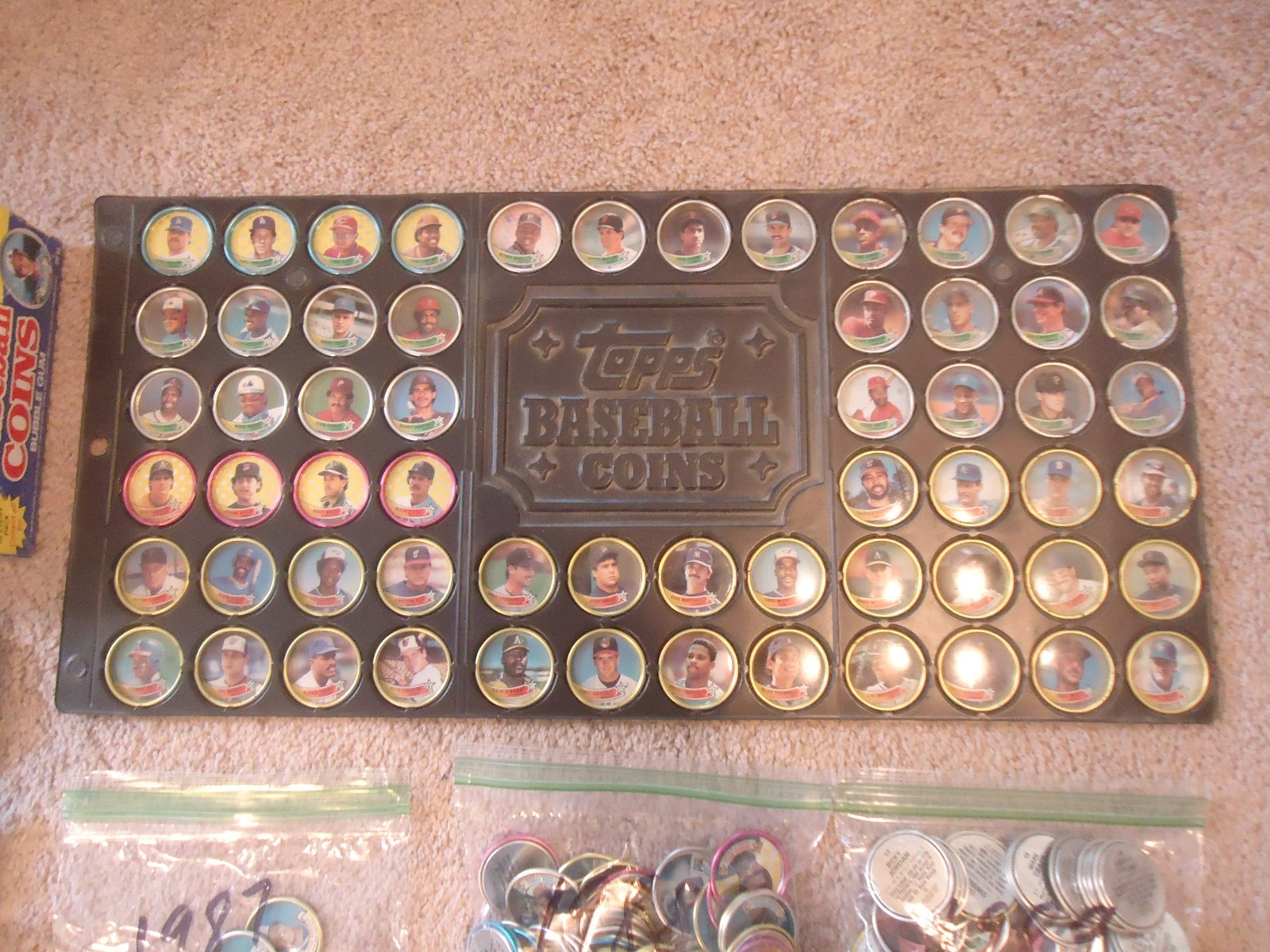 1989 Topps Baseball 60 Coin Set w/ Display + (4) 1987 + (70) 1988 + (71) 1989