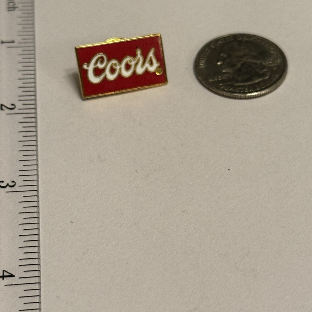 Coors Red Script Logo Enamel Lapel Pin Beer Rectangle VTG