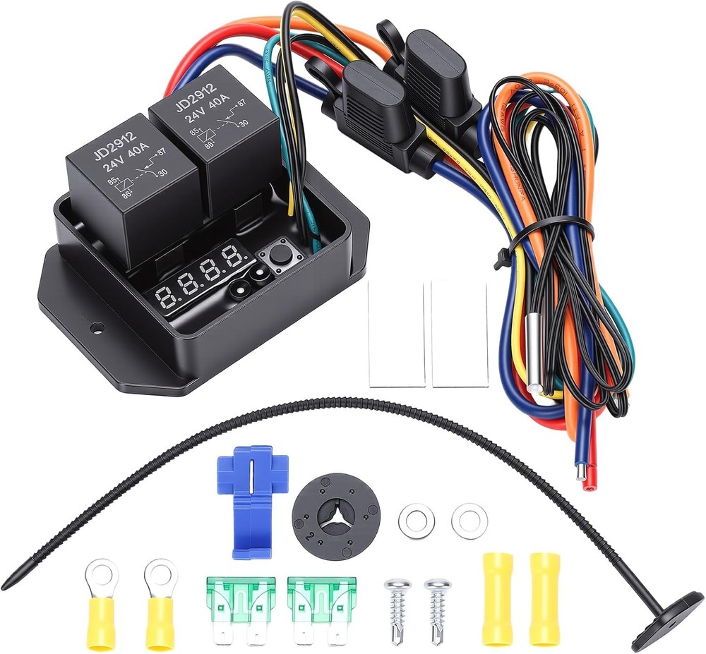 Digital Electric Radiator Fan Controller Switch Kit, Adjustable DC24V