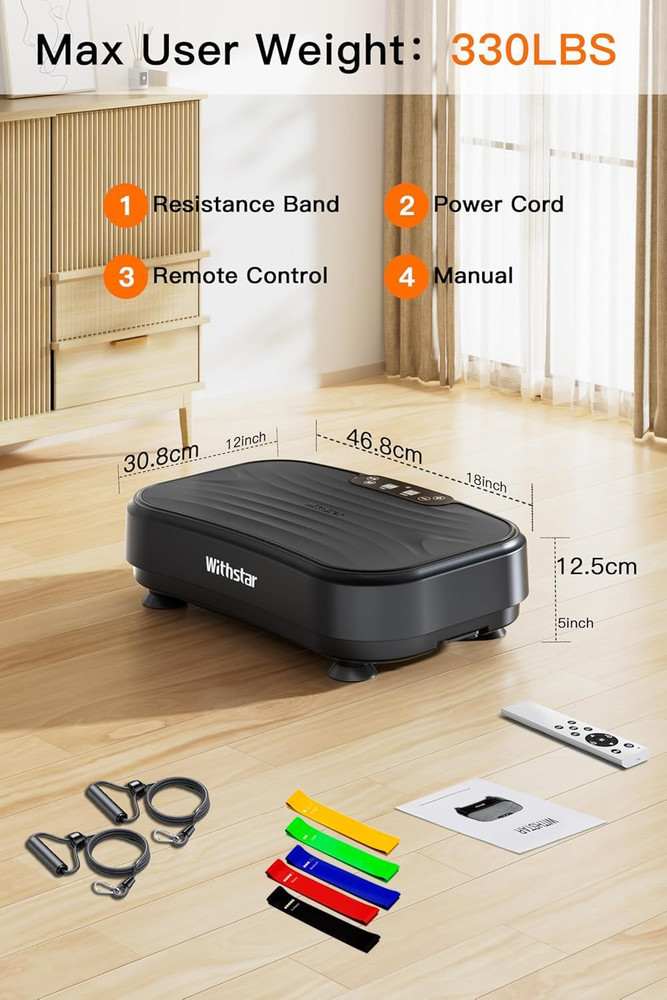Vibration Plate Exercise Machine, Whole Body Vibration Platform 330Lbs Capacity