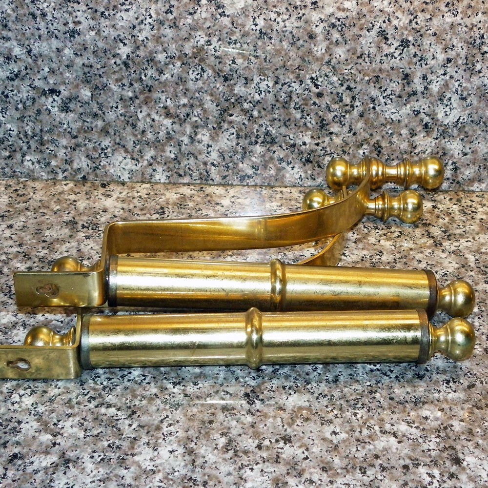 VINTAGE PAIR SMALL 11"X 7" VICTORIAN SOLID BRASS SHELF SUPPORT BRACKETS