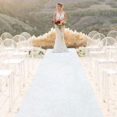 White Aisle Runner Aisle Runner for Wedding Velvet Aisle Carpet 2FTx15FT Wedd...
