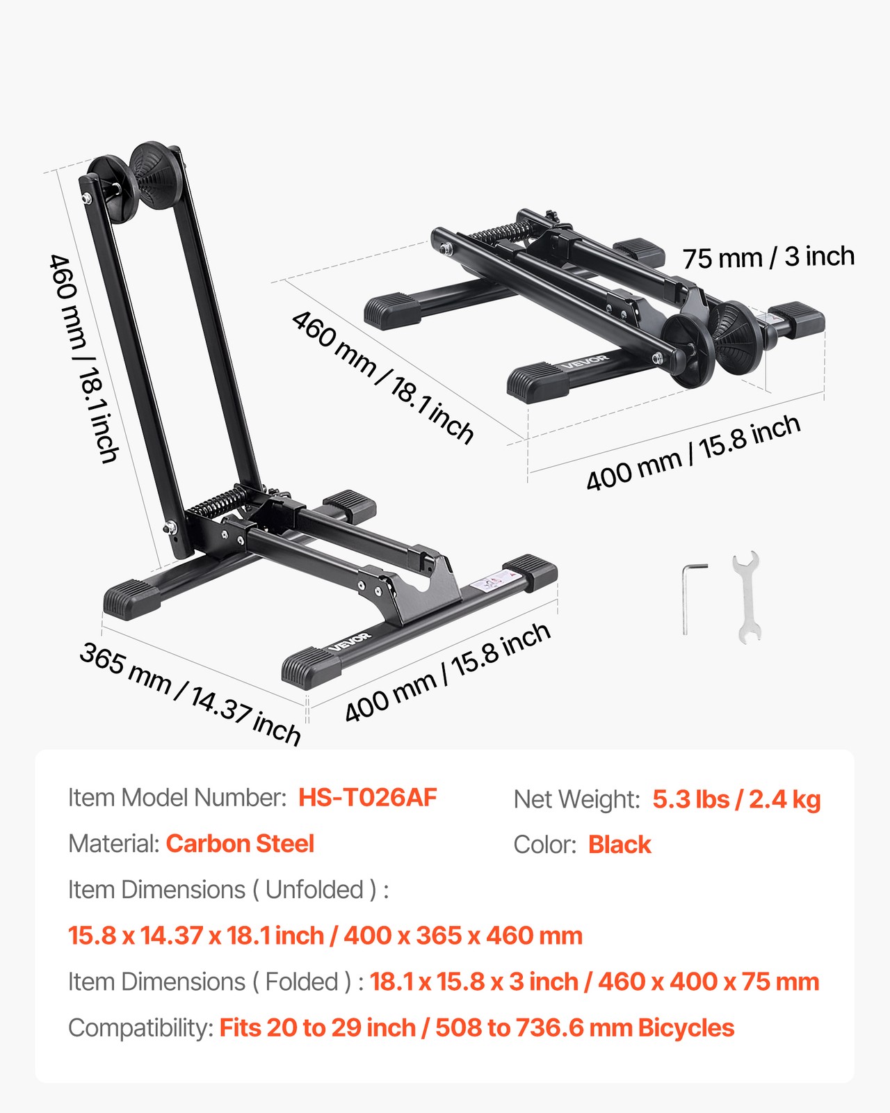 VEVOR Foldable Bike Rack for 20 to 29 Inch Mountain & Road Bikes Storage Stand