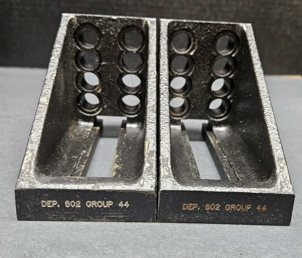 Pair 5½"x3⅝"x2⅝" Right Angle Set Up Fixture Plates Slotted Machinist Inspection