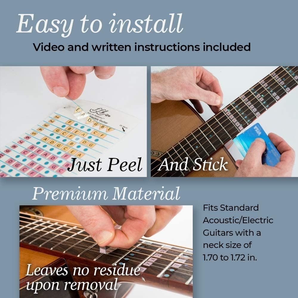 Self-Adhesive Guitar Learning Stickers - Essential for Beginners & Intermediates