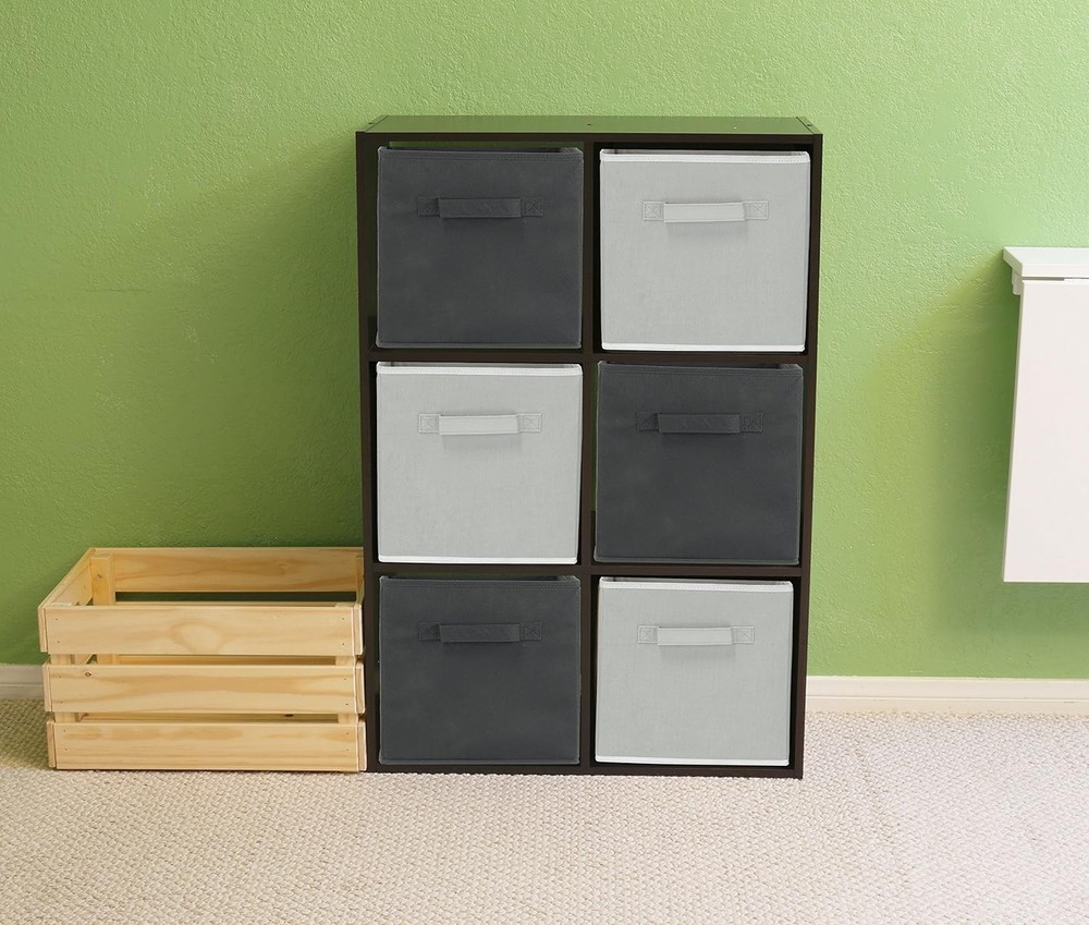 6-Pack Foldable Gray Cube Storage Bins - Perfect for Closet & Shelf Organization