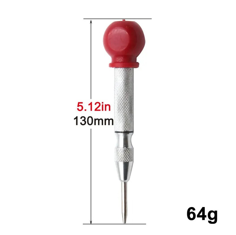 1pc Automatic Spring-Loaded Center Punch – Silver Steel Window Breaker Tool