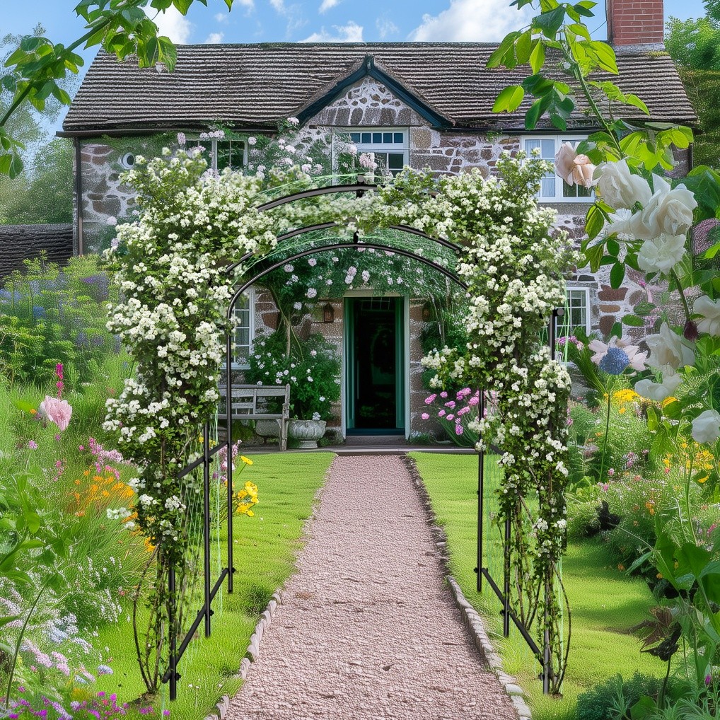 Garden Trellis Tall Cucumber Trellis Arch for Climbing Plants w/ Trellis Netting