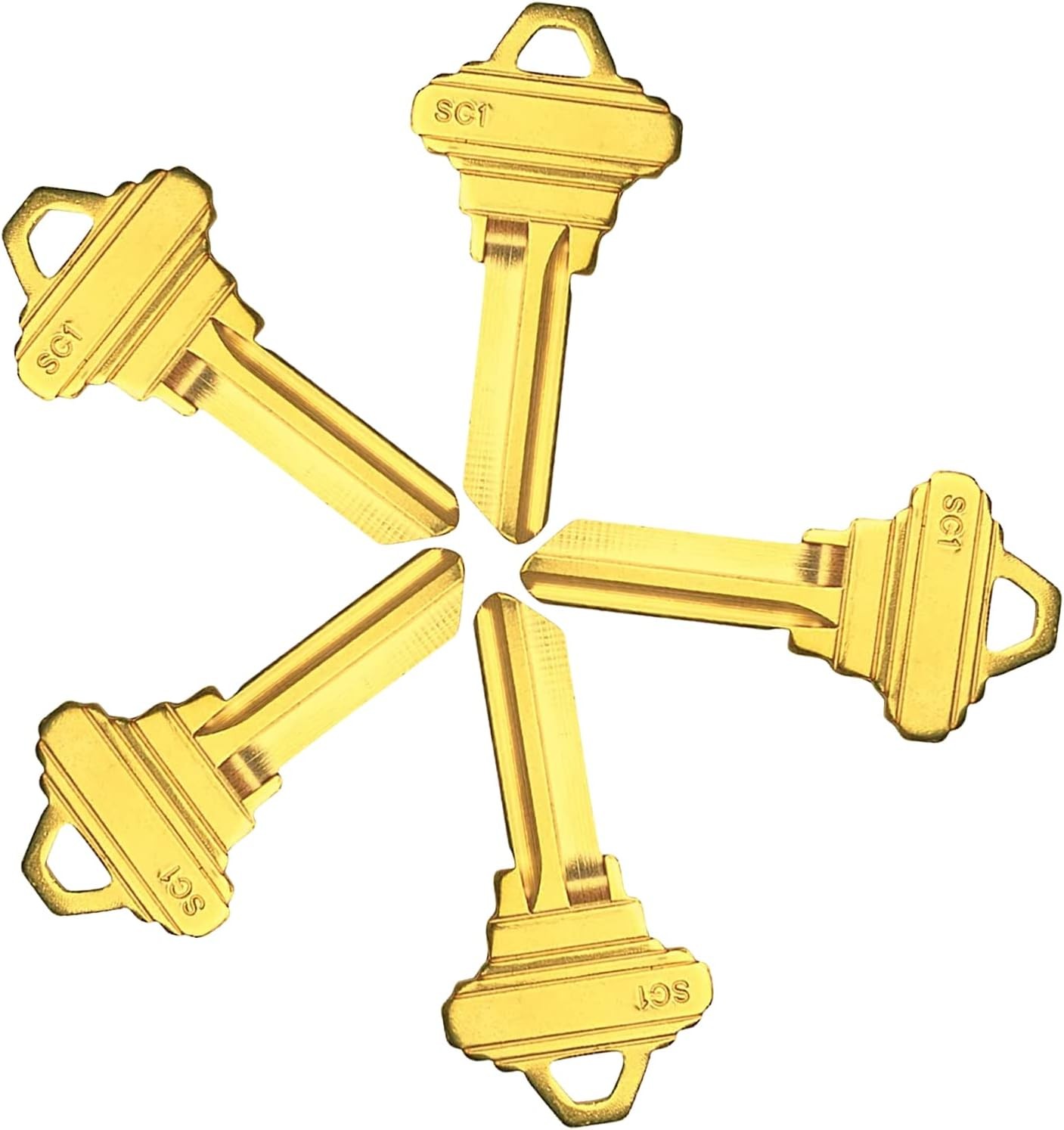 Brass Finish SC1 Key Blanks, Uncut Blank Keys, Pack of 100 Keys