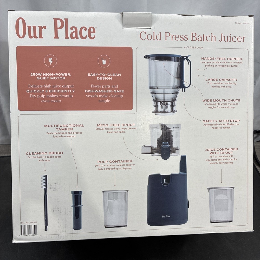 Our Place Cold Press Batch Juicer Blue Slow Masticating – Used
