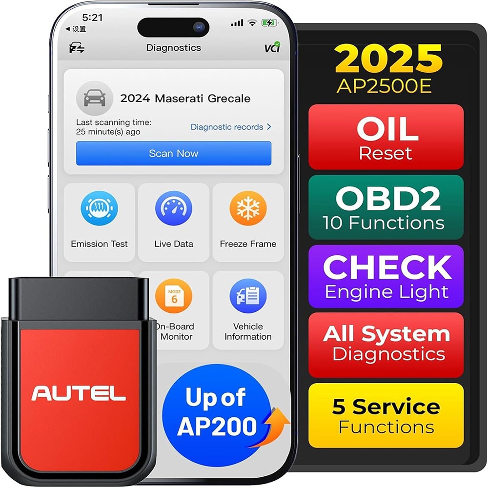 2025 Autel AP2500E Bluetooth All-System Code Reader OBD2 Scanner for Android/iOS