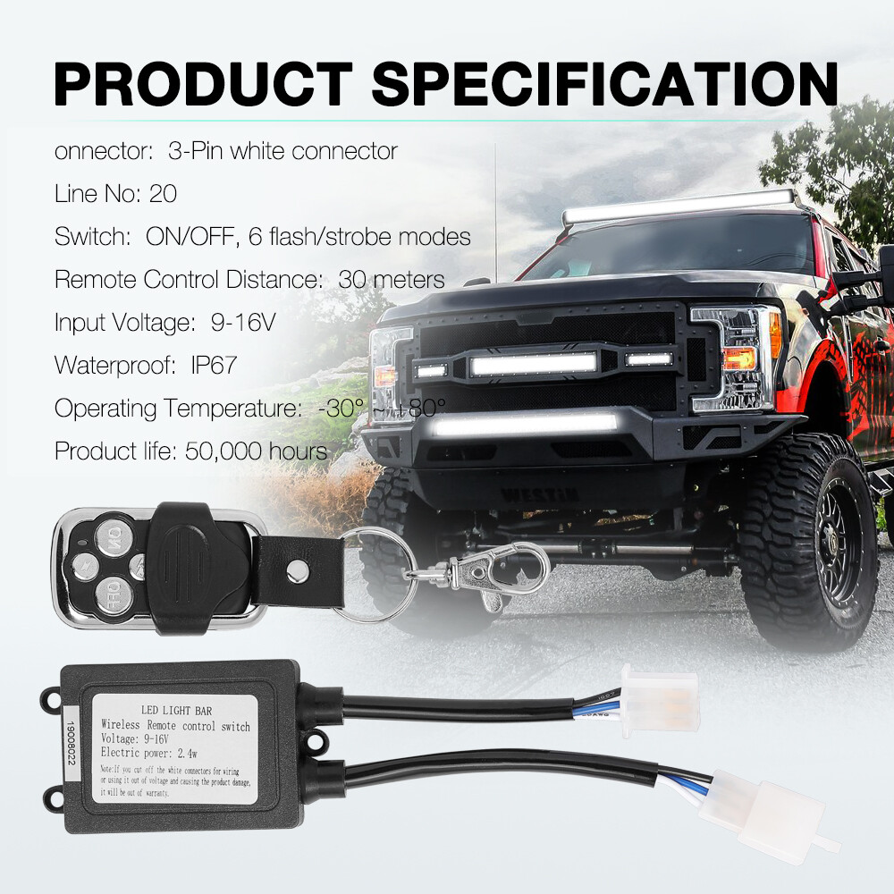 Strobe Switch Wireless Remote Control For Wiring Harness Kit LED Light Bar 12V