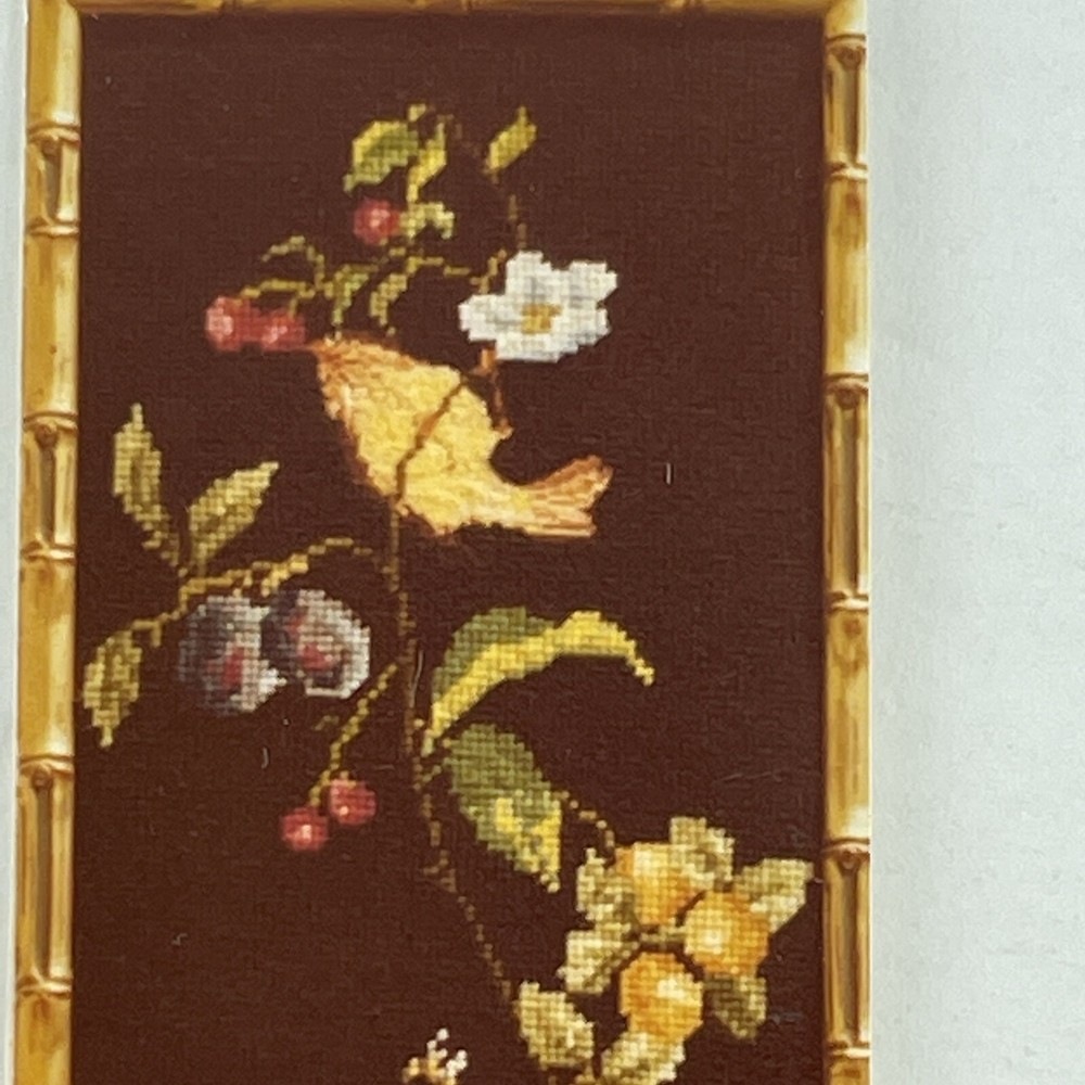 Eunice Beam Caprice Needlework Gros Point Panel Vine with Fruit and Birds