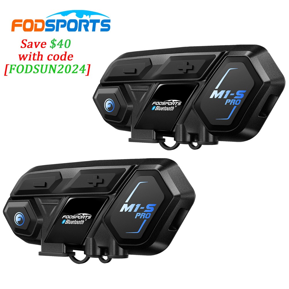 2x M1-S Pro Motorcycle Intercom 2000m 8 Riders Bluetooth Helmet Headset with Mic