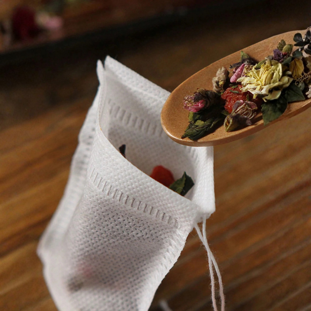 100pcs Disposable Tea Bags Loose Leaf Drawstring Empty Tea Filter Bag Infuser