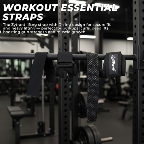 Weight Lifting Straps with Cuffed D Ring,Heavy Duty Thyick Comfortable Black