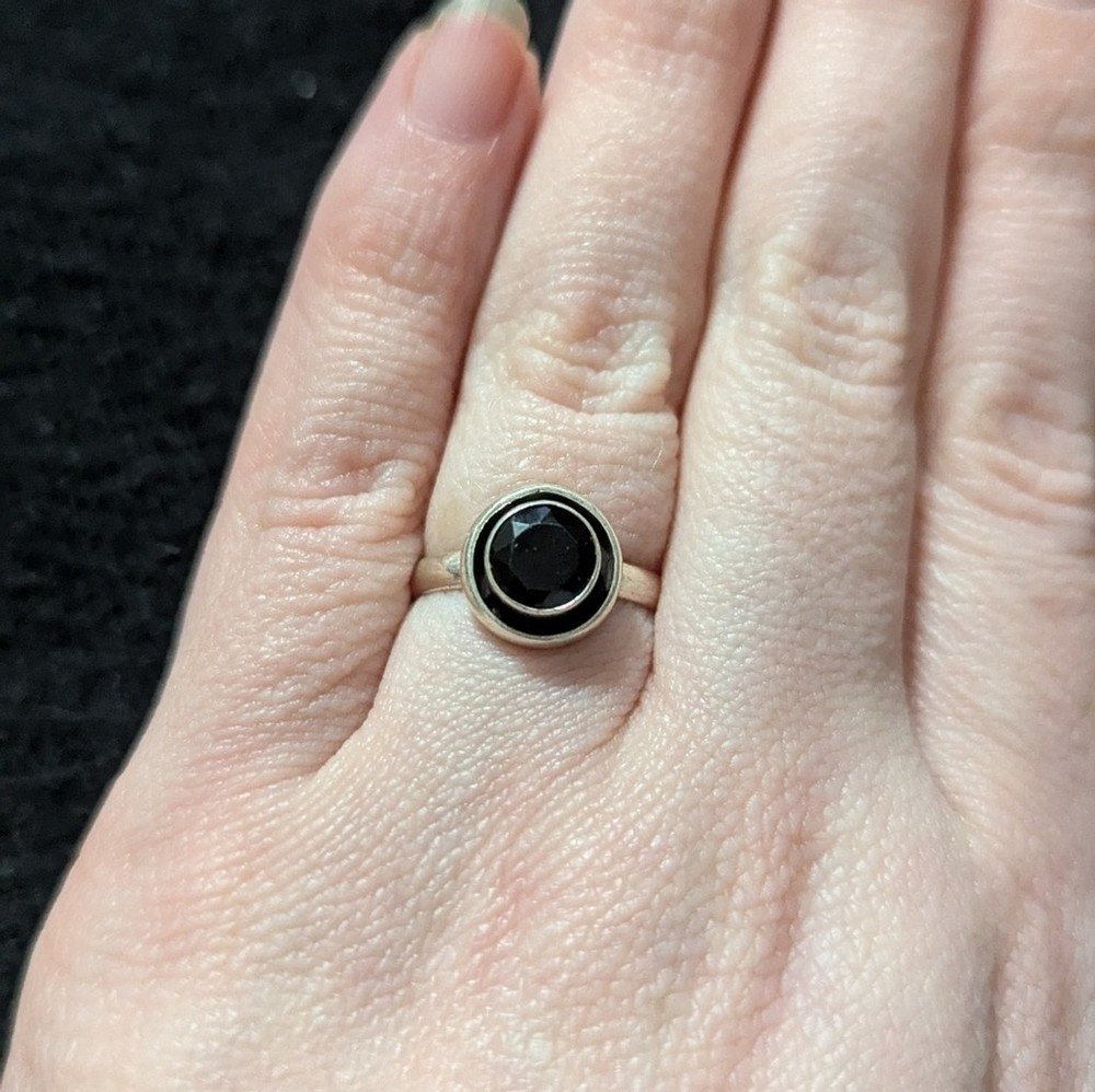 Sterling Silver Red Garnet Gemstone Dainty Delicate Statement Ring - Size 6.5