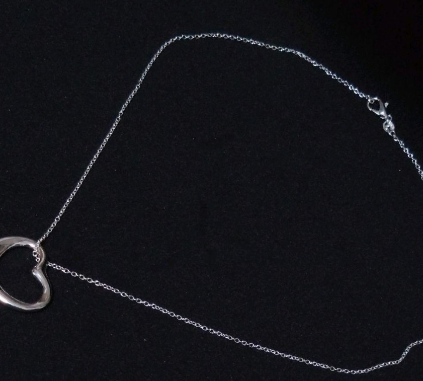 Tiffany & Co Sterling Silver 925 Elsa Peretti Open Heart Necklace Pendant