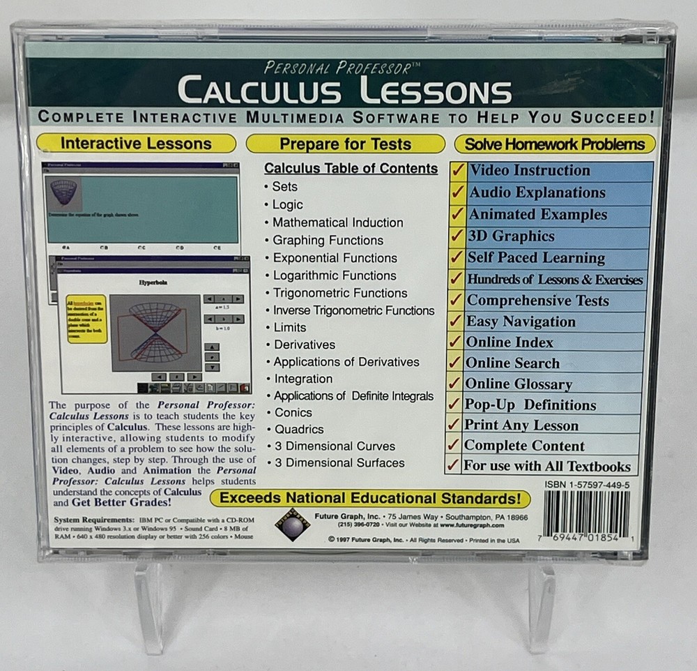 Personal Professor : Calculus Multimedia Lessons (Sealed CD-ROM, 1997)