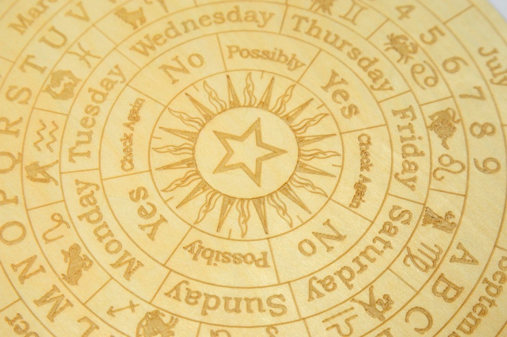 DIVINATION MAGIC TAROT ROUND WOOD PLAQUE TABLE PENDULUM BOARD
