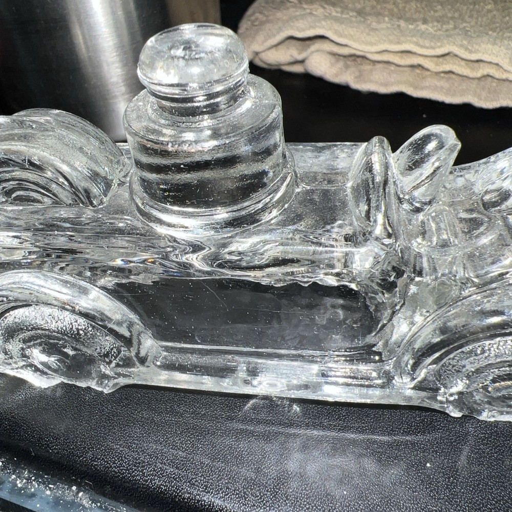 FIRE ENGINE GLASS CANDY CONTAINER ENGINE 1930s VICTORY GLASS