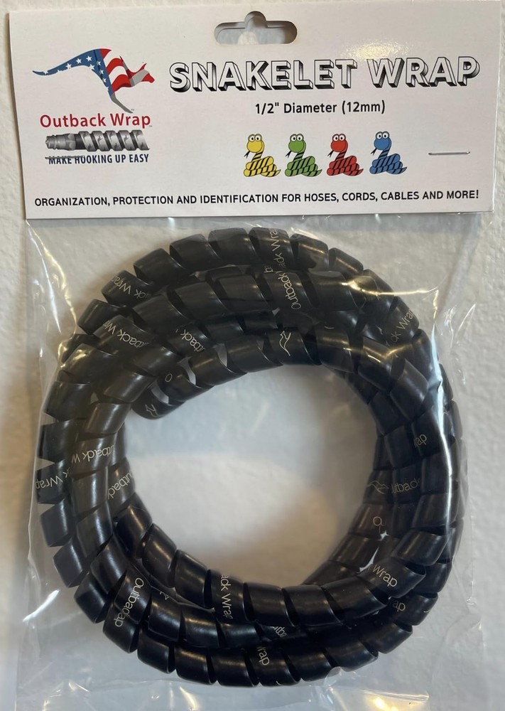 Outback Wrap Snakelet | Hose Protector & Tagging Wrap 12mm x 5ft Black