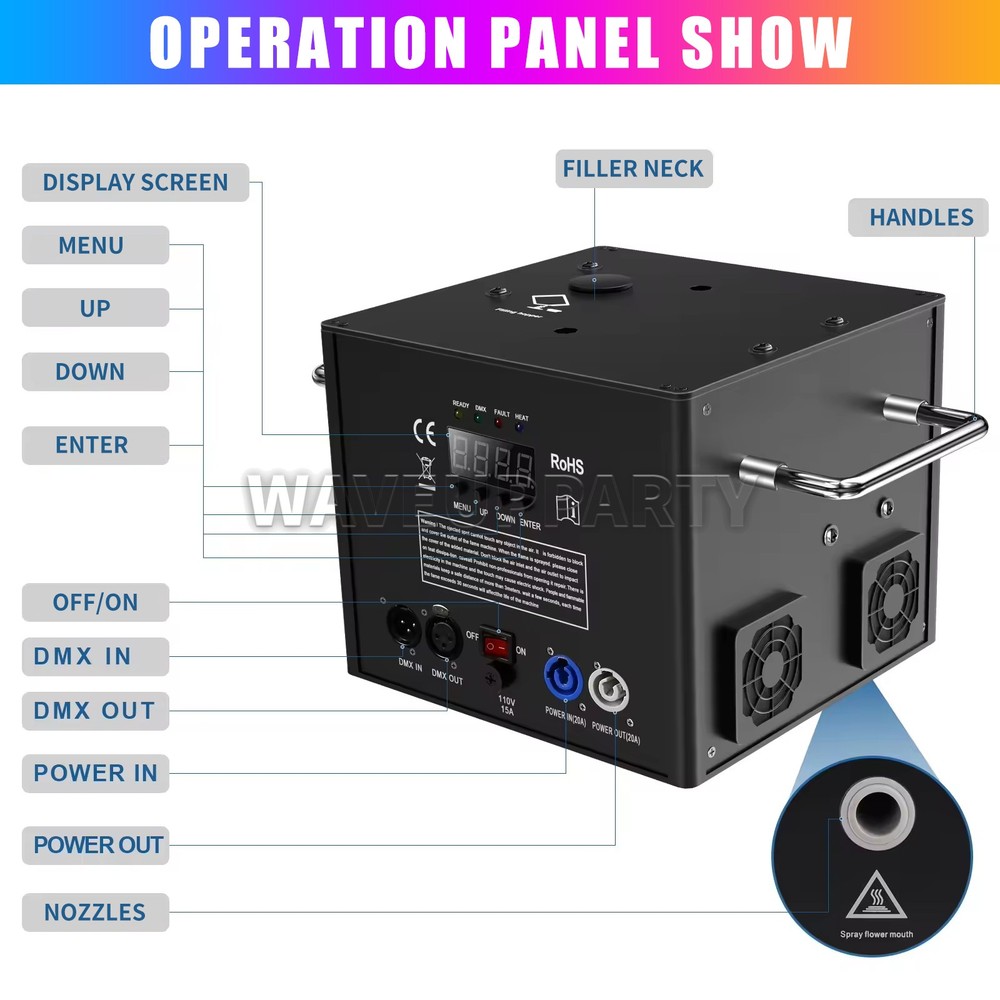PAIDUN 750W Waterfall Cold Spark Machine DMX Remote Control Firework Show Effect
