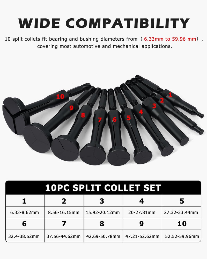 16Pcs Blind Hole Collet Bearing Puller Inner Extractor Slide Hammer Removal Tool